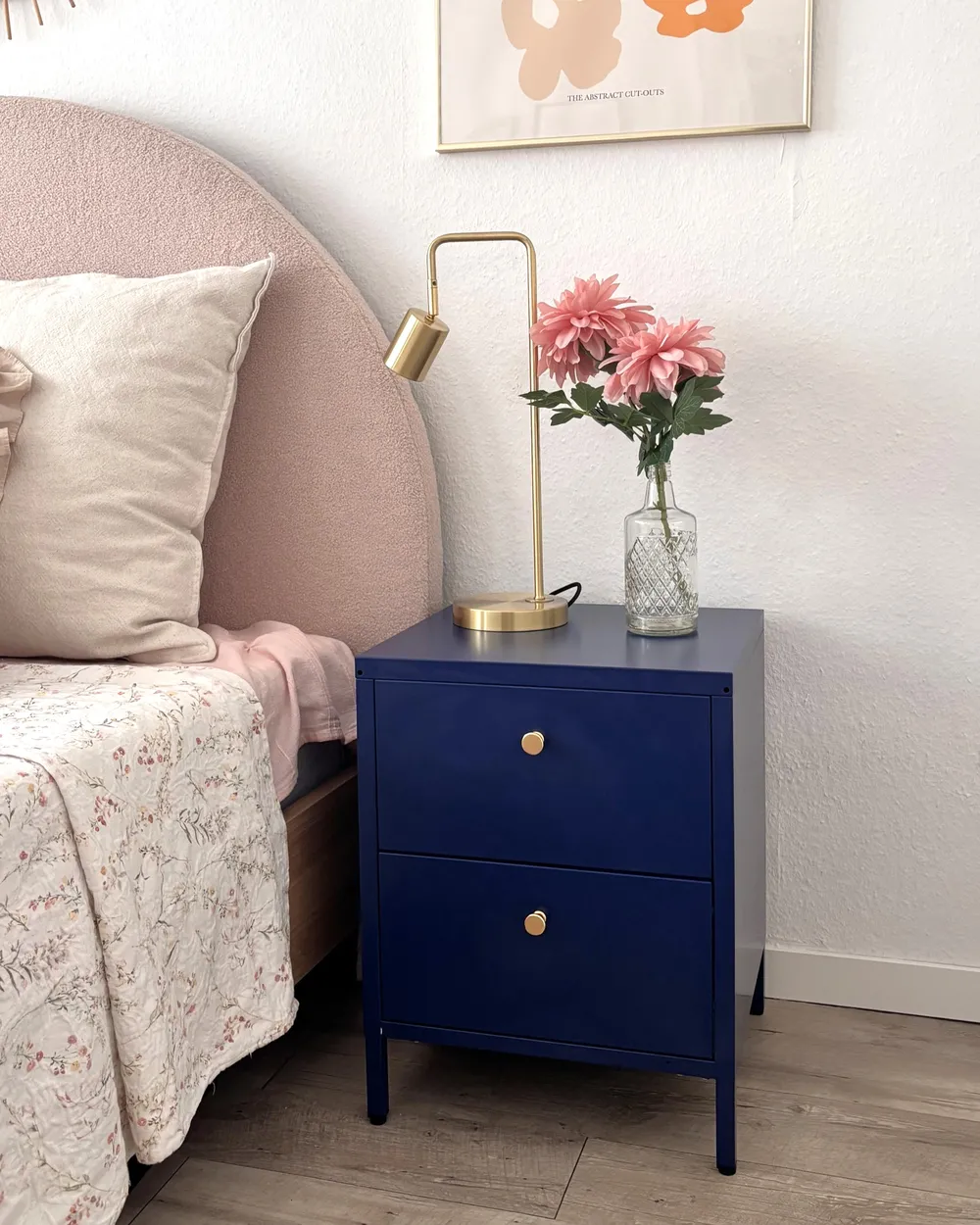 2 Drawer Bedside Table KYLEA Metal Navy Blue_1025998