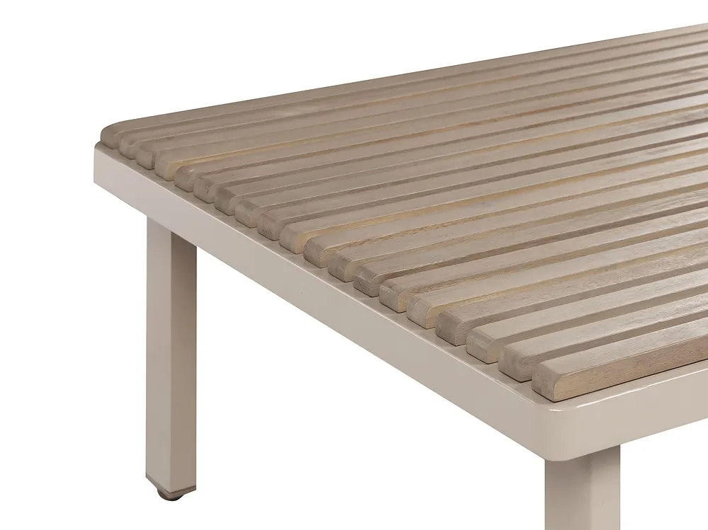 Trädgårdshörnsoffa med bord 5-sits FIVIZZANO Akaciaträ Beige_1159271