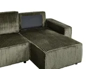 Corner Sofa Bed 3 Seater ABACKA with Storage Corduroy Green Left Hand_959943