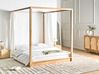 Four Poster Bed Wood HERLIERE 160 x 200 cm (EU King Size) Light Brown