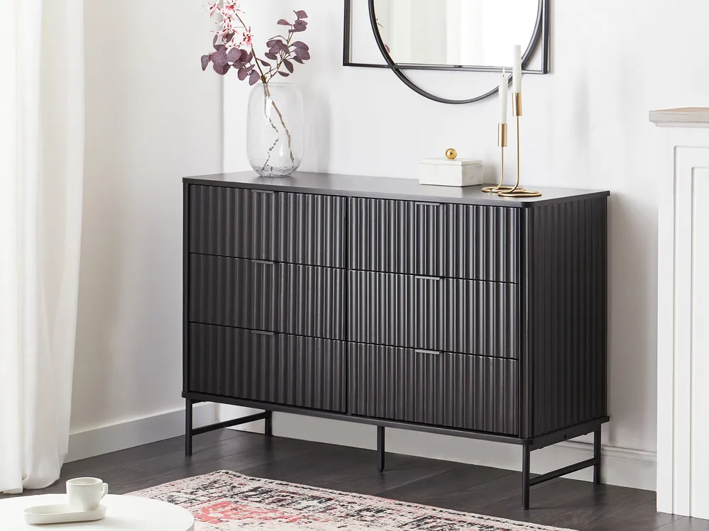6 Drawer Chest GLASTONBURY Black