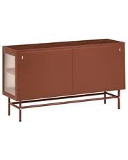 Glass Display Sideboard DEVON 115 cm Metal Golden Brown_1113146