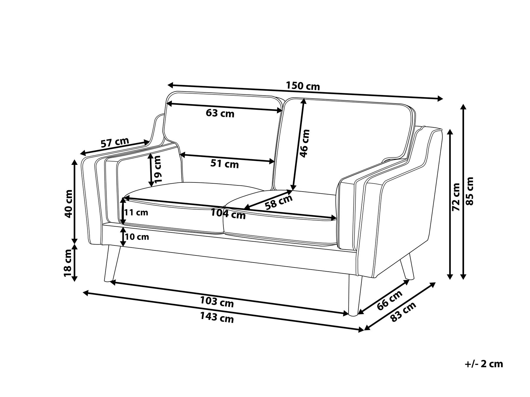 Sofa 2 Seater LOKKA Faux Leather Grey_762818
