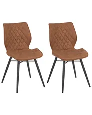 Set of 2 Dining Chairs LISLE Fabric Golden Brown_724154