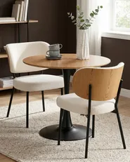 Set of 2 Dining Chairs WONDER Boucle Off-White_1058410