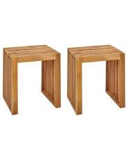 Set med 2 trädgårdspallar BELLANO Akaciaträ Brun_922007