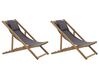 Set of 2 Folding Deck Chairs AVELLINO with Replacement Fabrics Acacia Wood Dark Brown