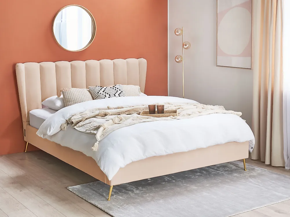 Sänky Sametti MIRIBEL 160 x 200 cm Beige_1182613