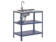 3 Piece Outdoor Kitchen Set with Sink VILAMA Blue Metal_974947
