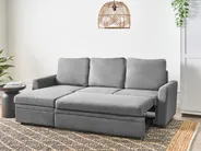 Corner Sofa Bed 3 Seater NASSJO Faux Linen Grey Right Hand_999947