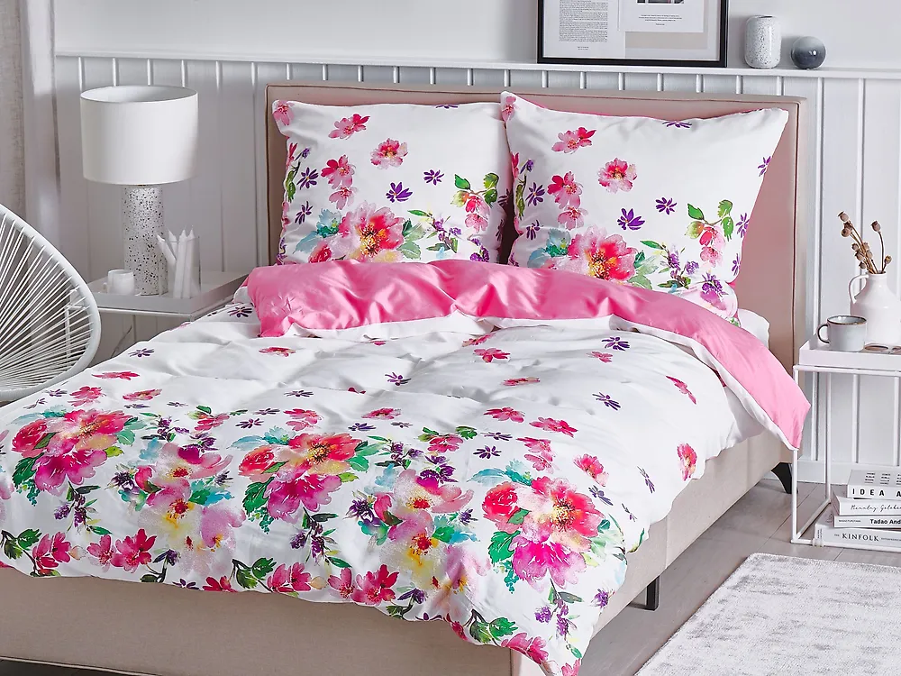 Påslakanset LARYNHILL 155 x 220 cm Bomullssatin Rosa_1178255