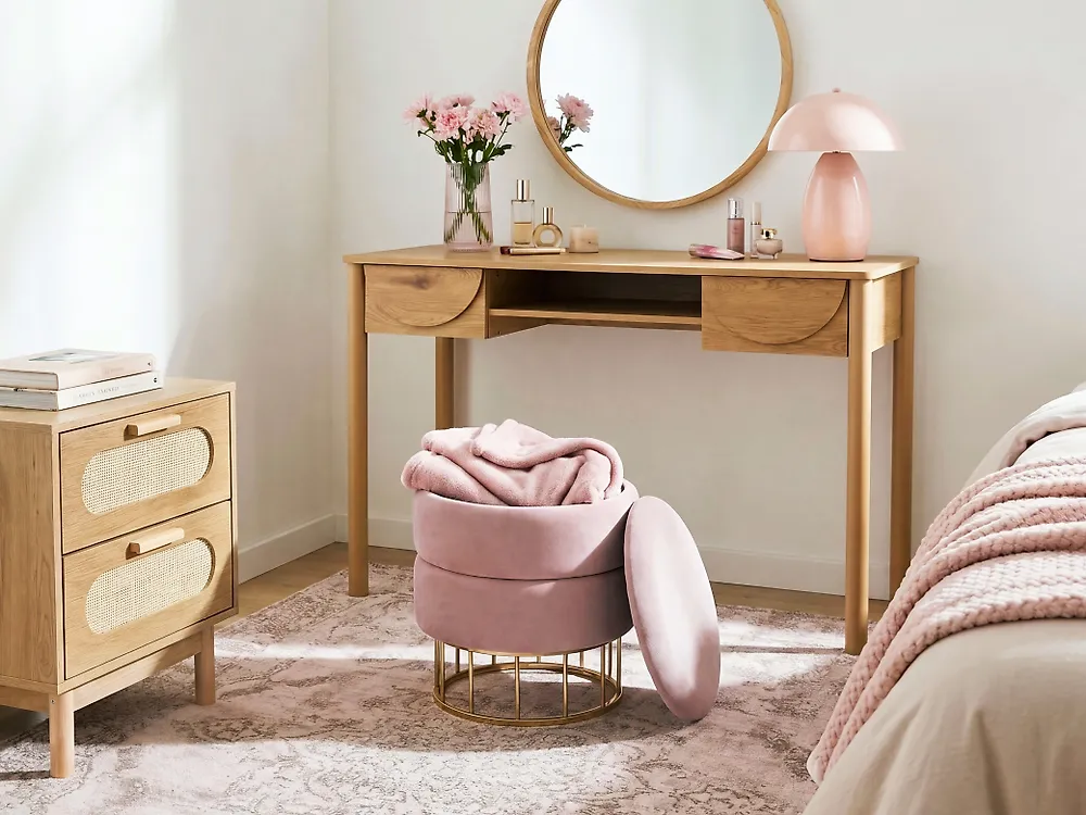 Puff med oppbevaring ELGIN Fløyel Rosa_1177792