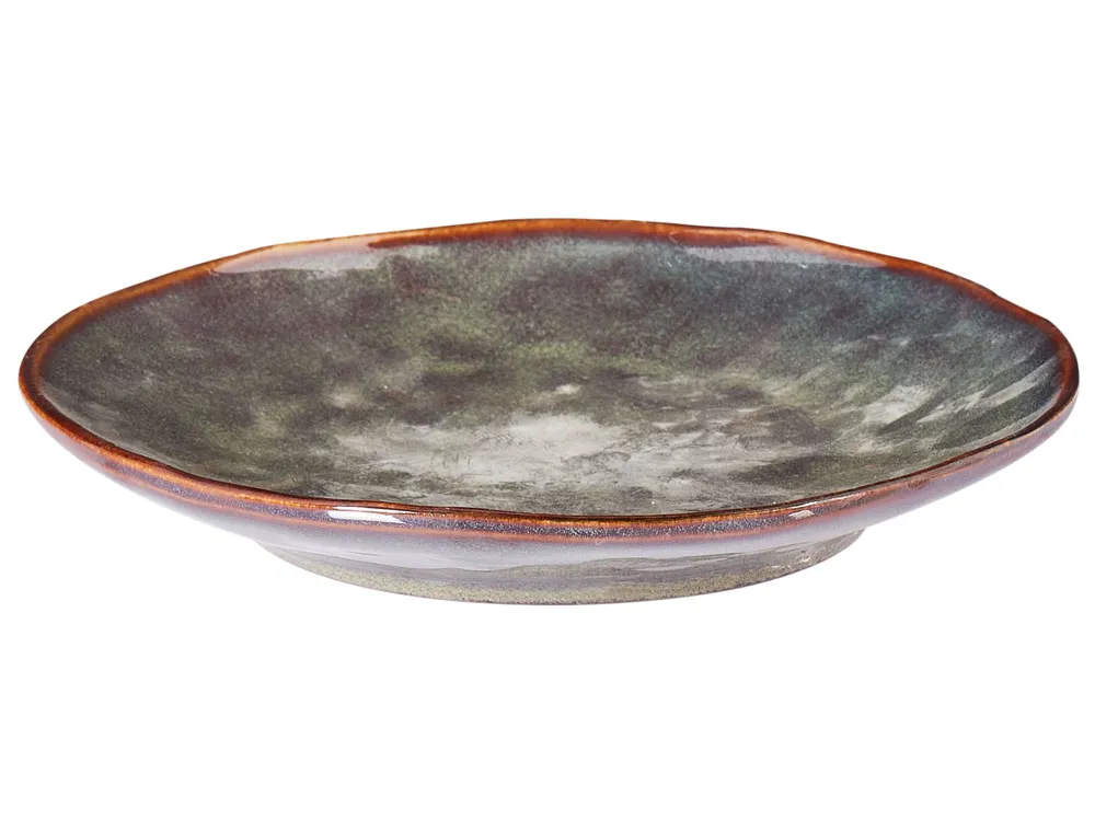 Set of 4 Side Plates THYME Stoneware Dark Green_957269