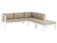 Garden Corner Sofa with Table 5 Seater MESSINA Metal Sand Beige Left Hand_932081