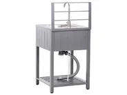 4 Piece Outdoor Kitchen Set with Sink VIGGIANO Grey Metal_981013