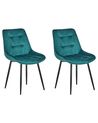 Set of 2 Dining Chairs MELROSE Velvet Turquoise