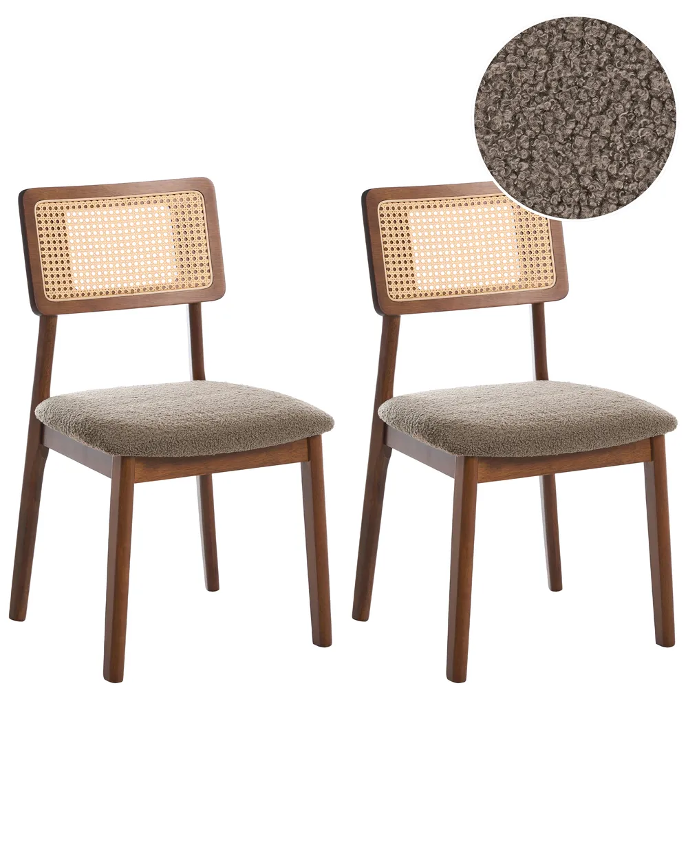 Set of 2 Dining Chairs EMBAR Wood Brown/ Taupe