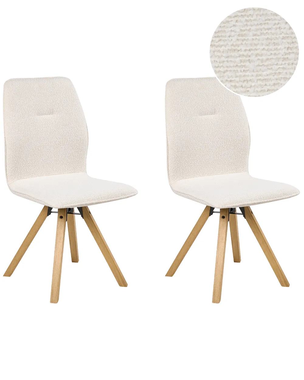Set of 2 Dining Chairs Swivel ALKALI Boucle Off-White