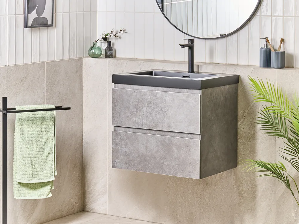 Wall Mounted Vanity Unit with Basin CARDIEL Grey