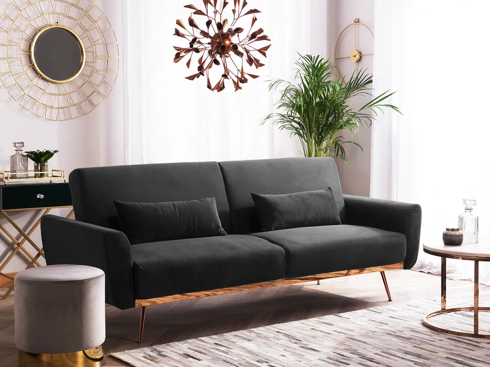 Sofa Bed 3 Seater EINA Velvet Black