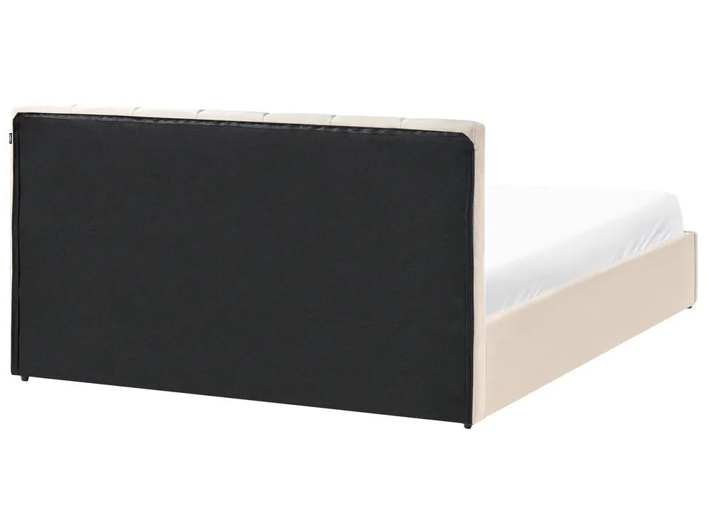 Ottoman Bed DREUX Velvet Light Beige 160 x 200 cm (EU King Size)_1012271