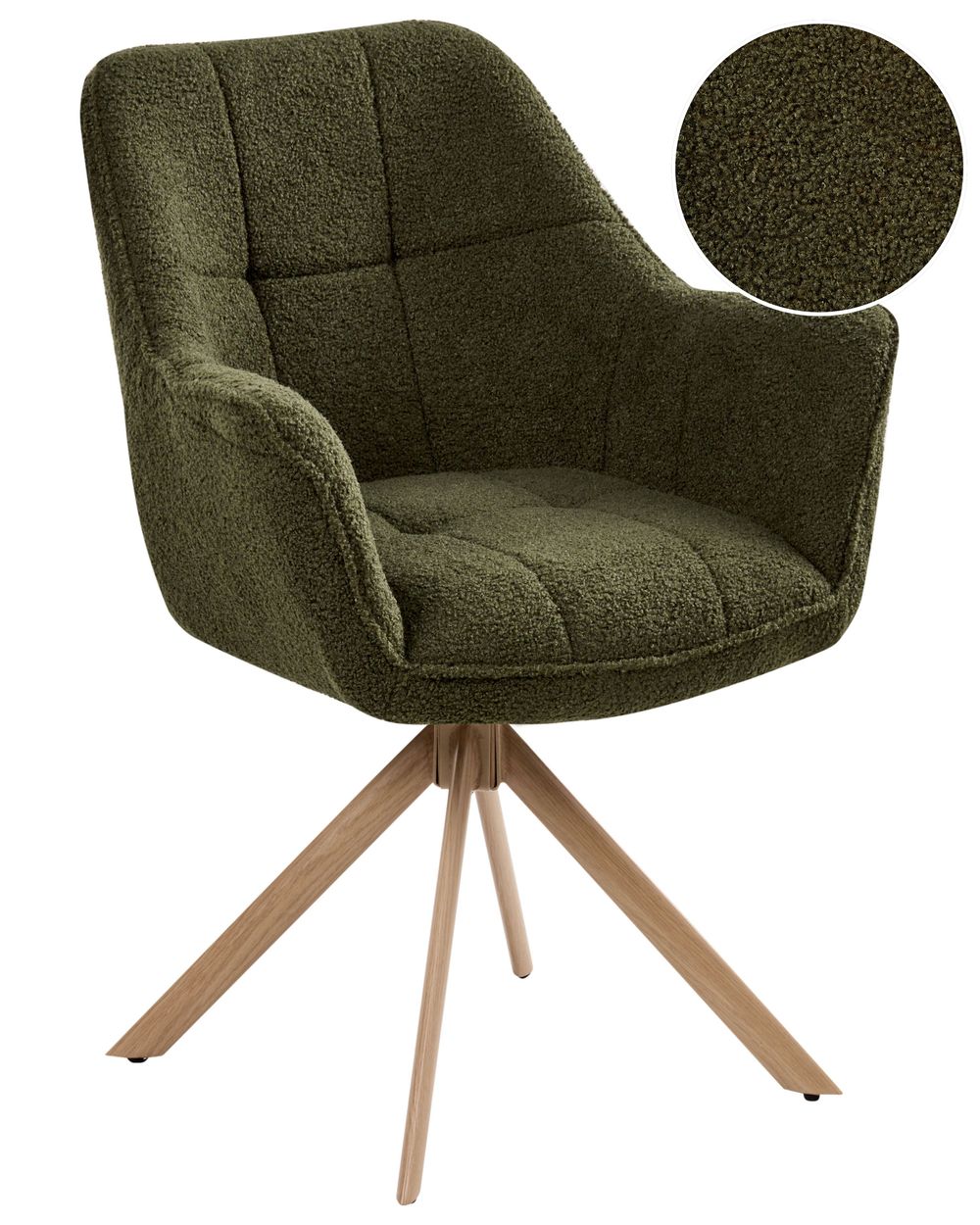 Dining Chair Swivel HAYDEN Boucle Green