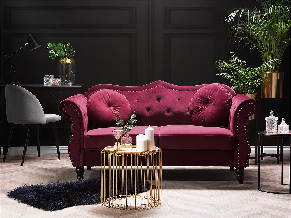 Sofa 2-seters SKIEN Fløyel Mørkerød