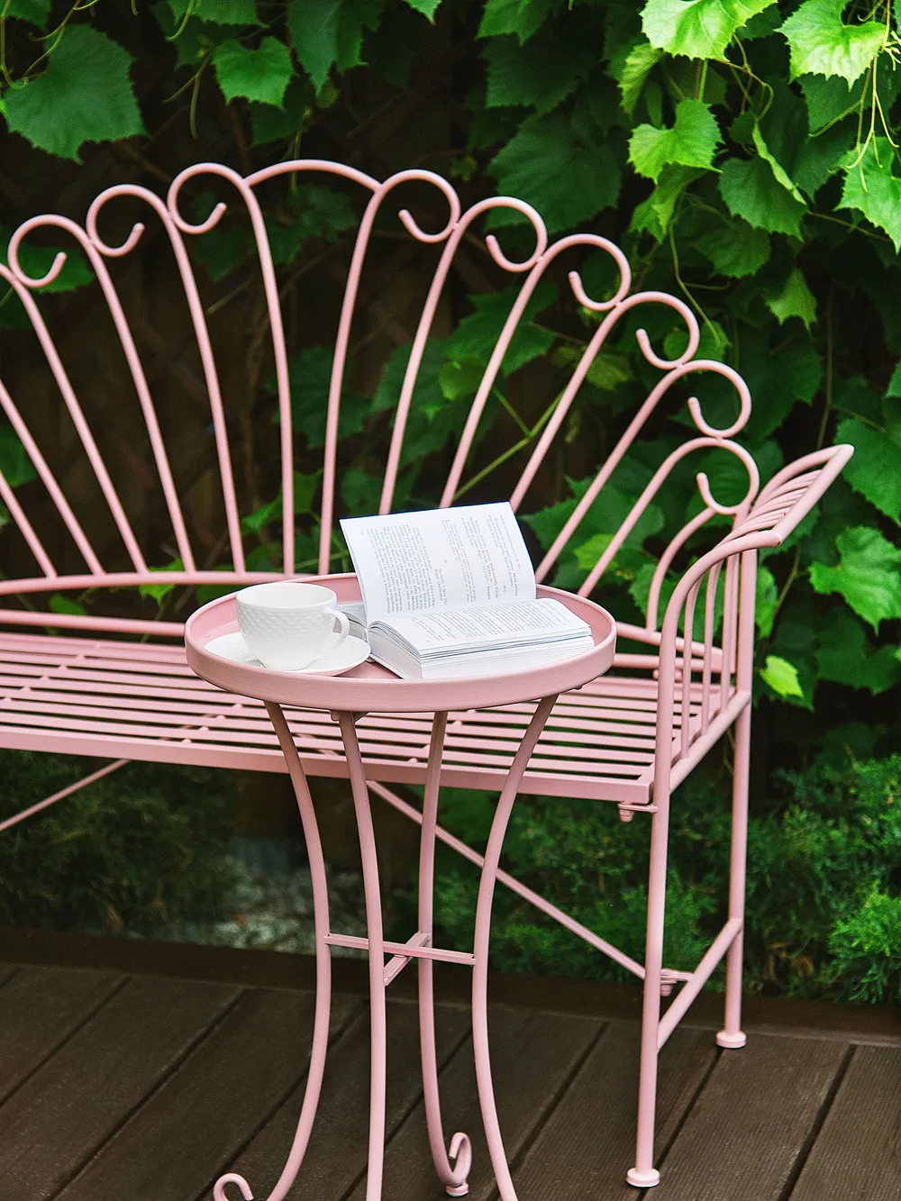 Garden Side Table CAVINIA 40 cm 40 cm Metal Pink_774636