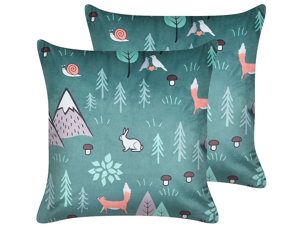 Set med 2 prydnadskuddar FOOTHILL 45 x 45 cm Sammet Mintgrön