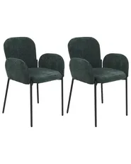 Set of 2 Dining Chairs ALBEE Fabric Dark Green_908189
