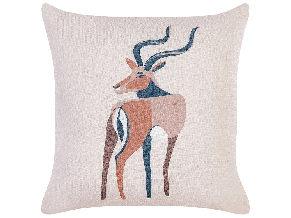 Set of 2 Decorative Cushions ABAL 45 x 45 cm Beige Animal Pattern_854490