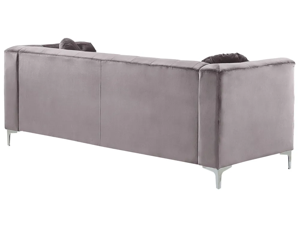 Corner Sofa 3 Seater FLEN Velvet Grey Left Hand_784545