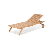 Sun Lounger with Cushion CESANA PREMIUM Reclining Acacia Wood Blue_1070540