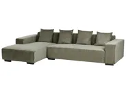 Corner Sofa 4 Seater LUNGO Corduroy Green Right Hand_962316