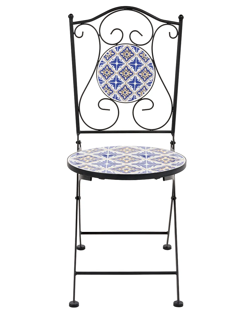 Set of 2 Garden Chairs SIPONTO Folding Metal White/ Blue_1155768