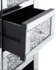 3 Drawer Bedside Table LORAY Glass Mirrored Silver_810345