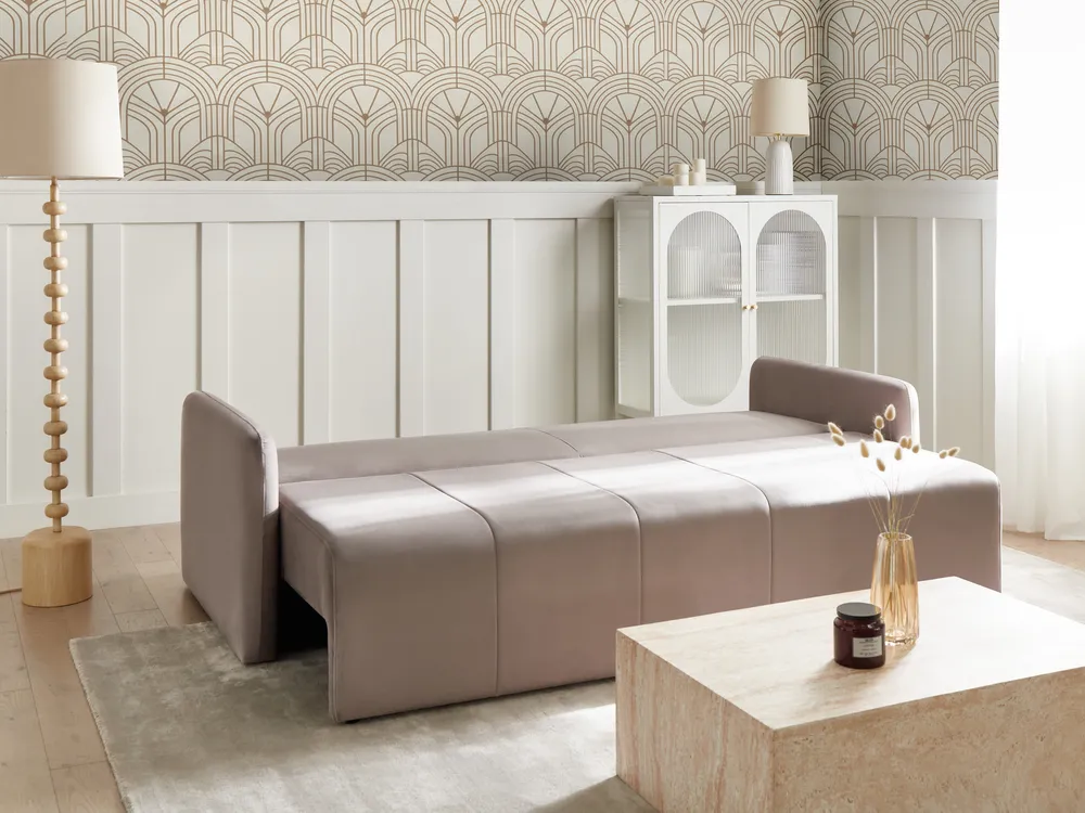 Sofa Bed 3 Seater EGGE Velvet Taupe_1020994