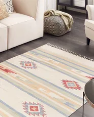 Rug APARAN Beige 140 x 200 cm Kilim Cotton_869635
