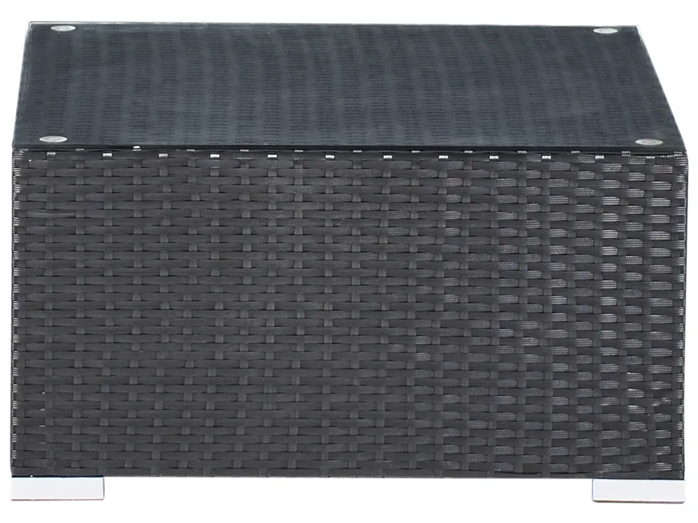 Garden Corner Sofa with Table 4 Seater SANO PE Rattan Black Right Hand_976026