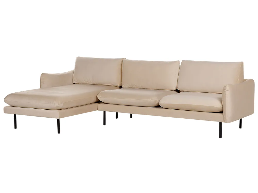 Corner Sofa 4 Seater VINTERBRO Velvet Beige Right Hand_897398