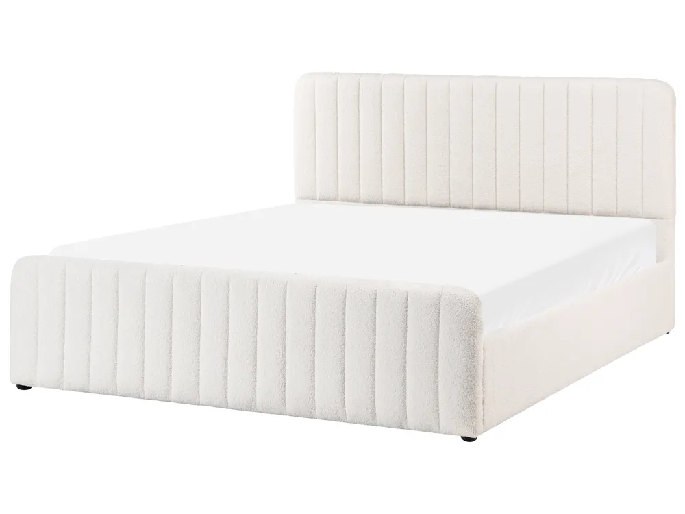 Ottoman Bed LUNAN Boucle White 160 x 200 cm (EU King Size)_1048353