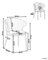 Set of 2 Dining Chairs AUGUSTA Velvet Grey_816637