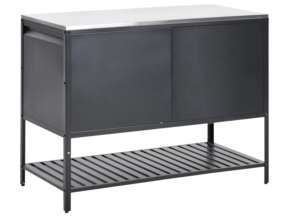 3 Piece Outdoor Kitchen Set with Sink MAENZA Black Metal_981526