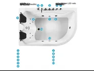 Kulmaporeamme LED-valolla CALAMA 180 x 120 cm Valkoinen Oikea_781607