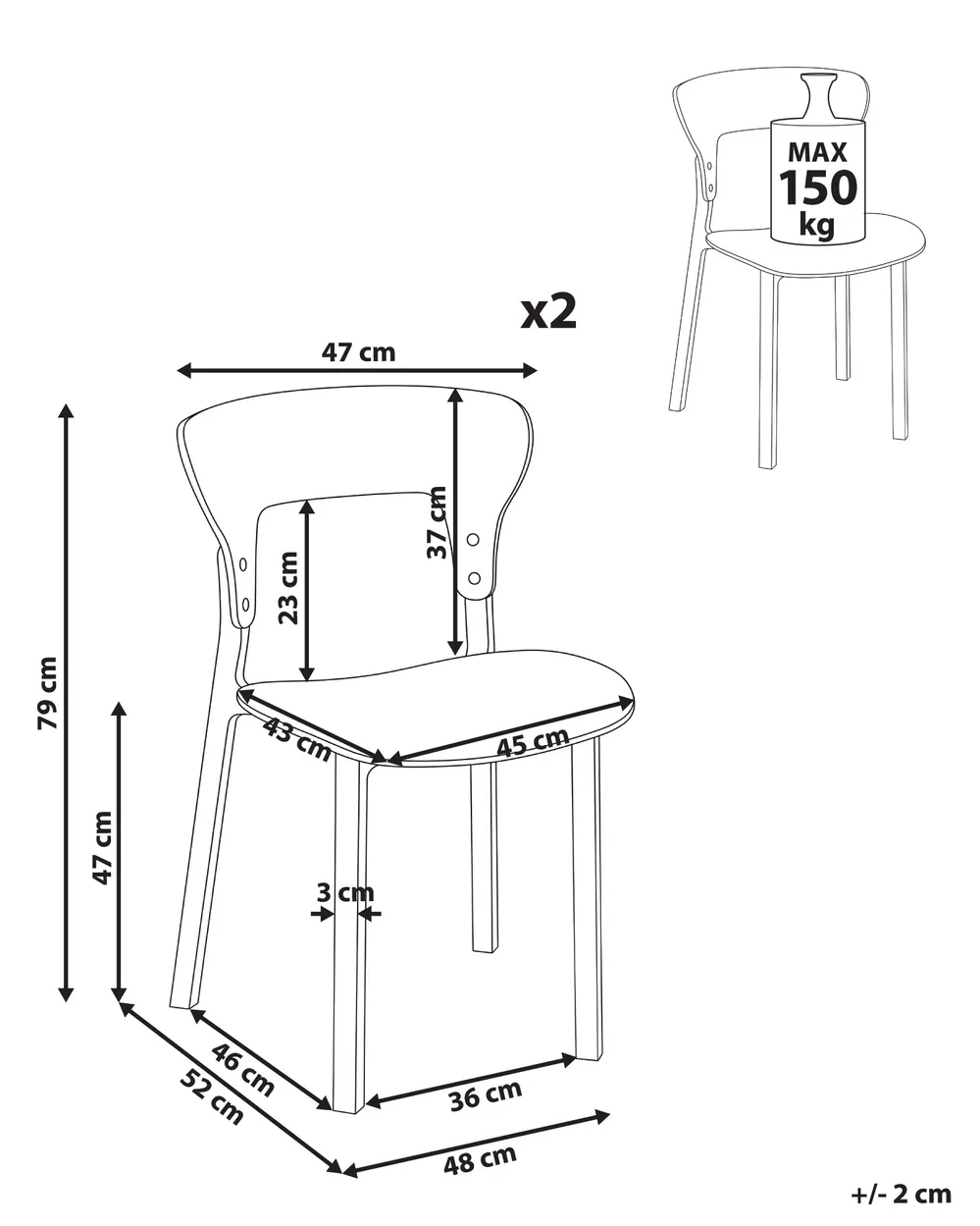 Ruokatuolisetti 2 kpl WALDEN Musta_1077821