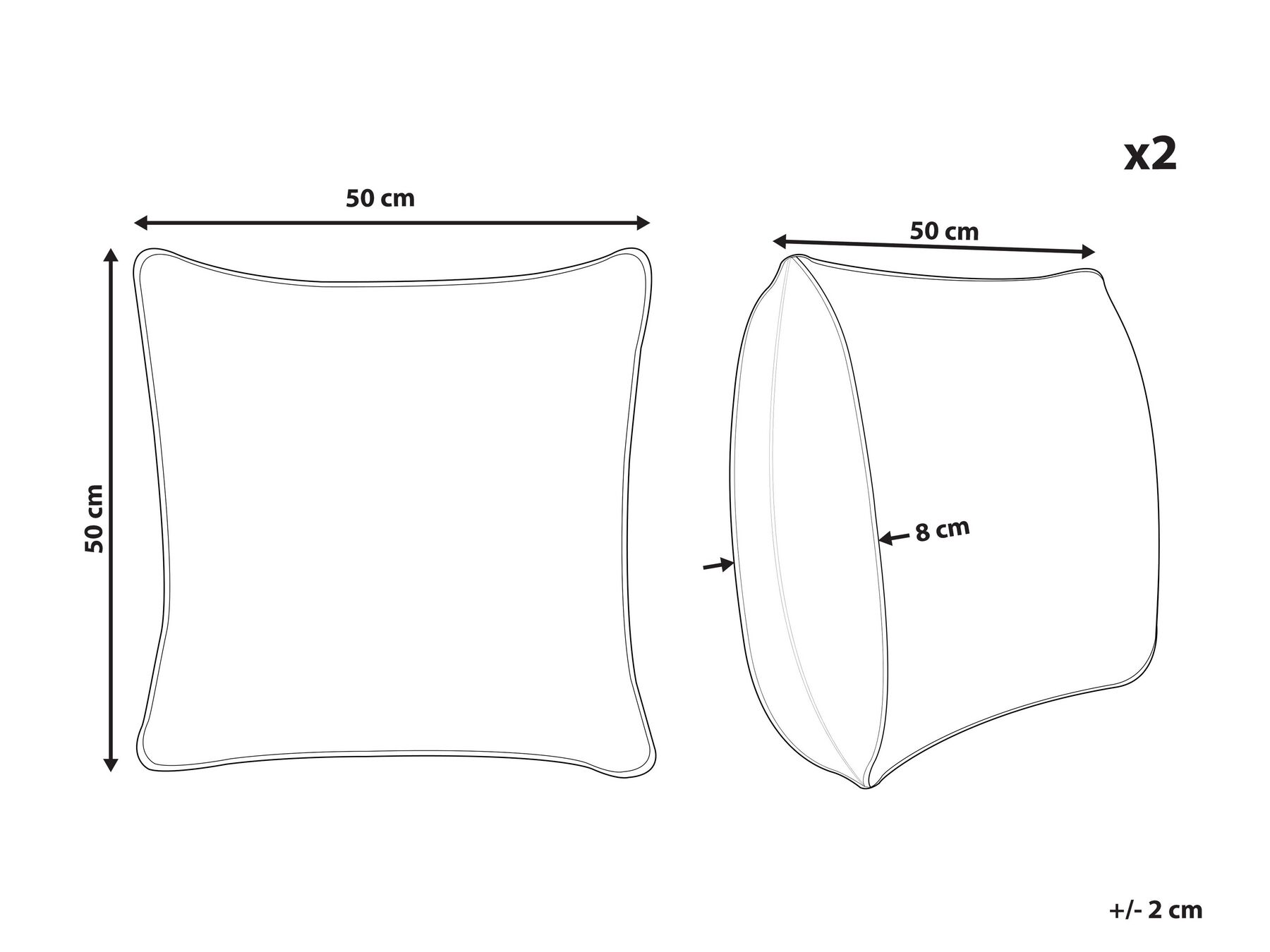 Set med 2 prydnadskuddar MILAS 50 x 50 cm Linne Vit Randigt_904795