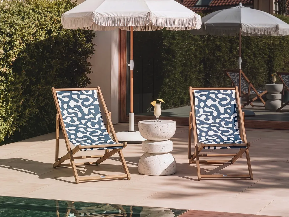 Set of 2 Sun Lounger Replacement Fabrics ANZIO/AVELLINO 113 x 44 cm Black