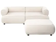 Sofa 3 Seater SALLA with Ottoman Boucle Off-White_1058225