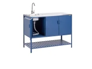 2 Piece Outdoor Kitchen Set with Sink MAENZA Blue Metal_1044870