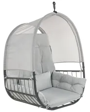 Hanging Chair with Stand ALVIANO Fabric Light Grey_960455